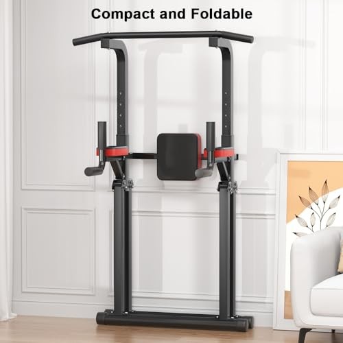 Foldable Power Tower, Adjustable Multifunction Pull Up Bar Tower Station,