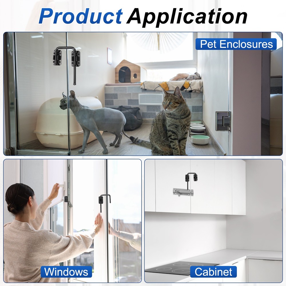 Patio Sliding Door Loop Locks, (2-3/8", Silver), U-Shaped Lock Loop Latch