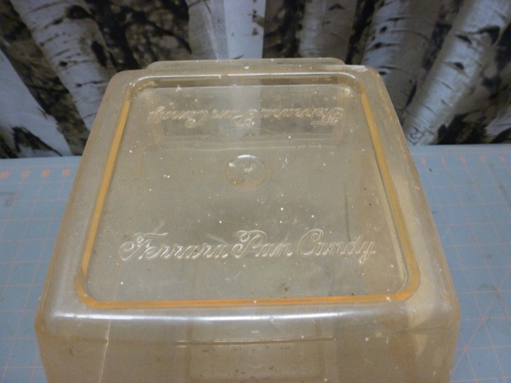(H) VTG EMPTY Lemon Head Pan Ferrara Candy Counter Jar, Plastic Container