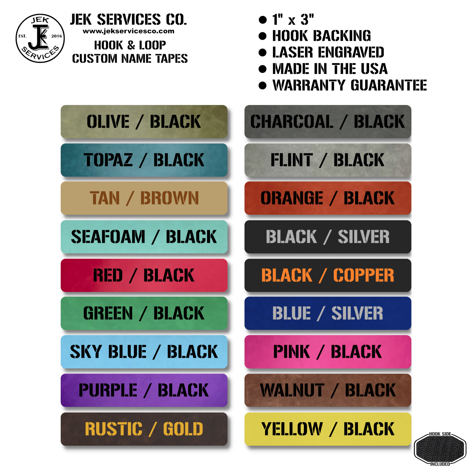 Custom Name Tape, 1x3, 4 or 5 Inch - Laser Engraved & Cut Hook & Loop Gear Patch