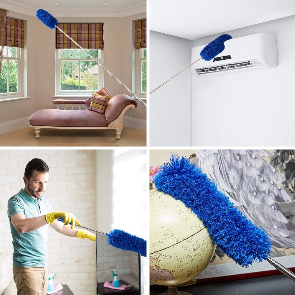 Versatile Ceiling Fan Duster Kit: 2 Heads & Adjustable 100-Inch Pole Included