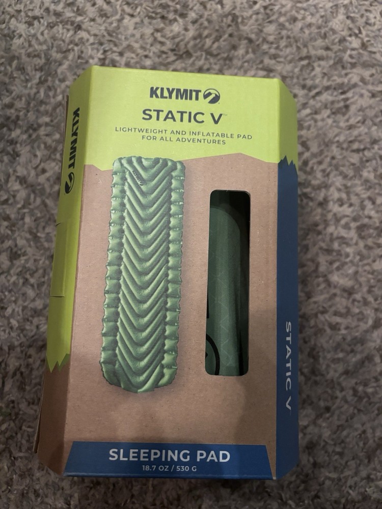 Klymit Static V Ultralight Inflatable Sleeping Pad Single Green V-Chamber