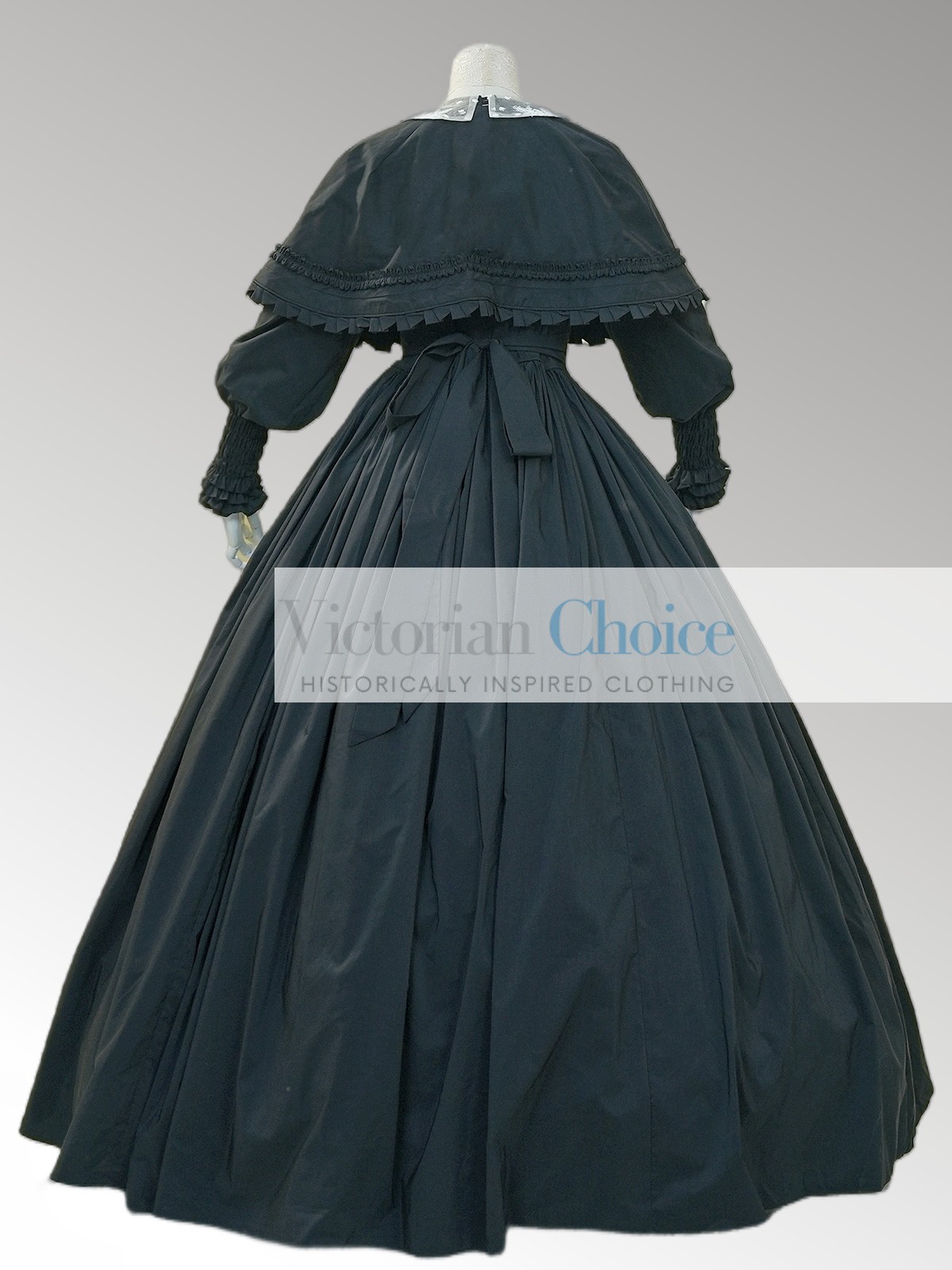 Black Victorian Dickens Fair 19th Century Civil War Cape Dress Theater Wear 717