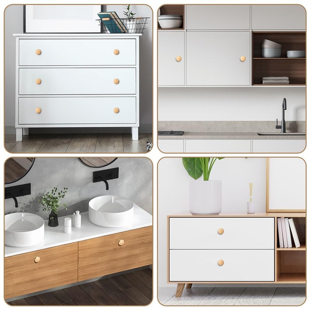 Ainiv 6 PCS Gold Cabinet Knobs, Round Drawer Knobs, Mushroom Dresser Handle, ...