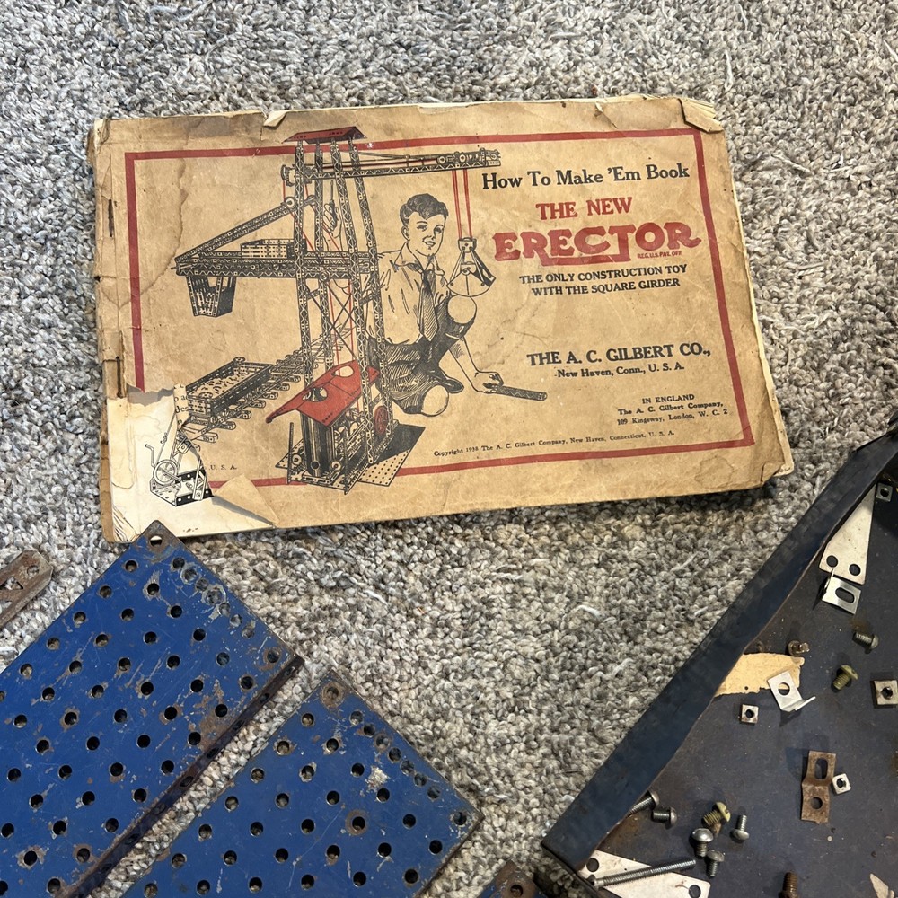 1930's A C Gilbert Erector Set With Manual