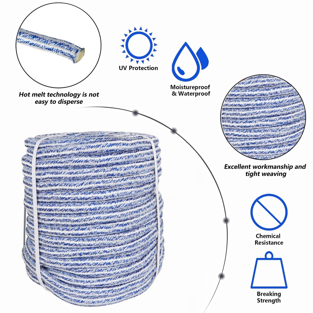 24 Strand Braid Polyester Rope 3/4" × 150' 20000Lbs Arborist Tree Rope