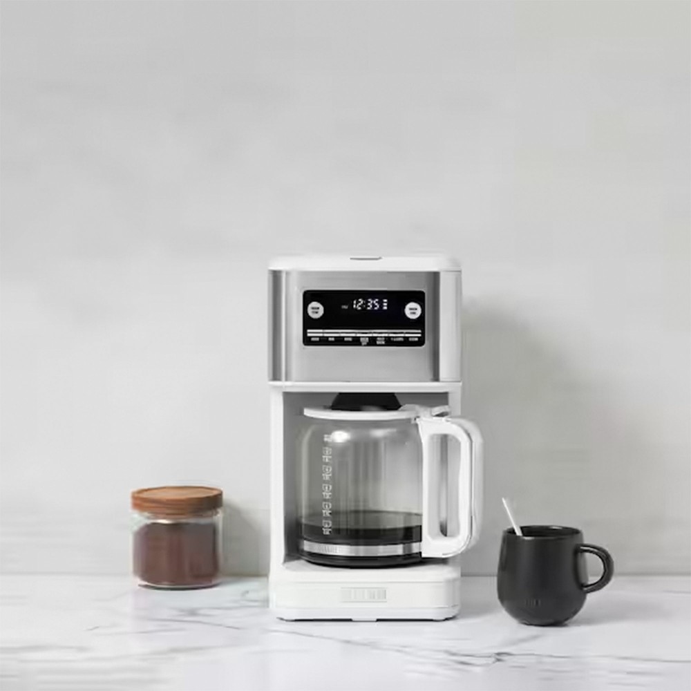 Haden Generous Brew 14 Cup Programmable Digital Coffee Maker Pot, Ivory/Chrome