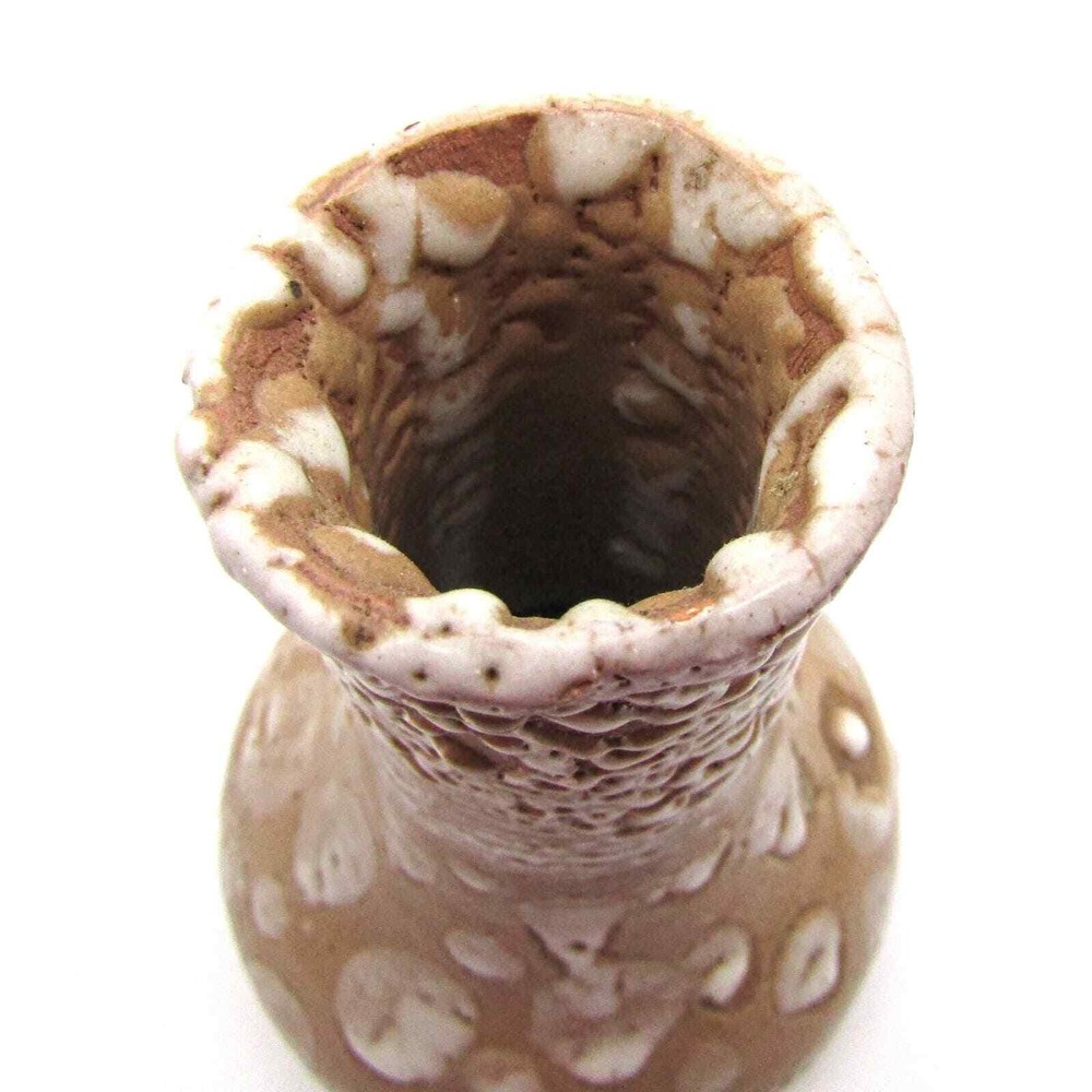 Studio Pottery Vase with Icing Glaze Marked on Bottom