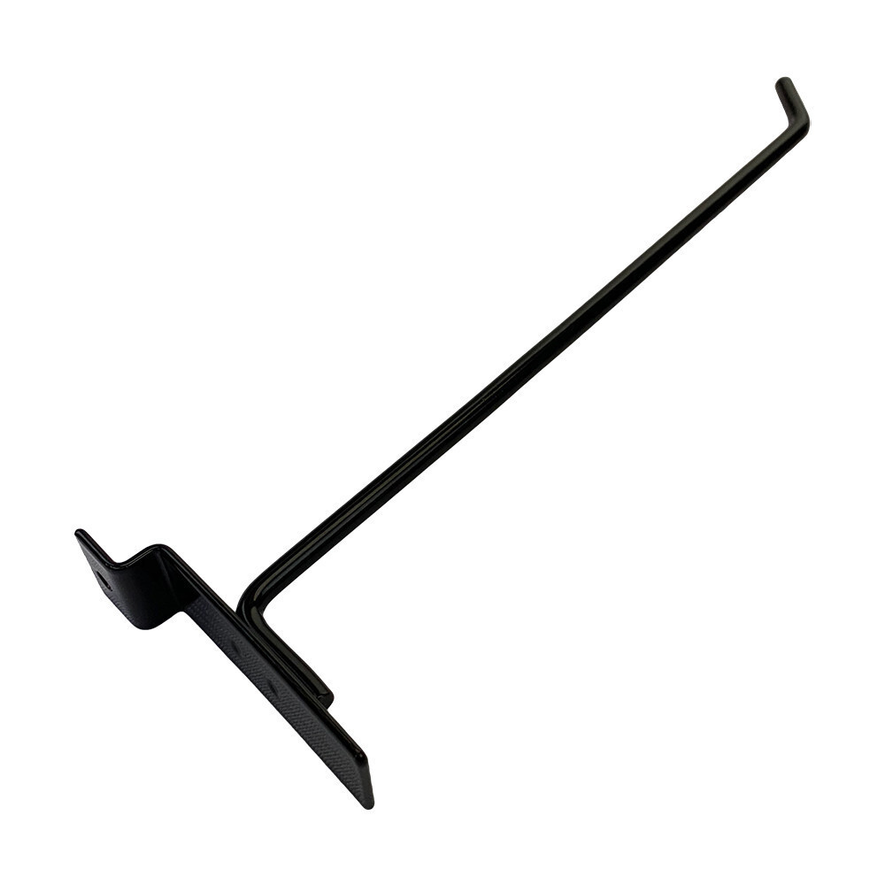 12" Slatwall Hook Panel Display Hooks, 1/4" Thickness Metal, Black - PACK 12