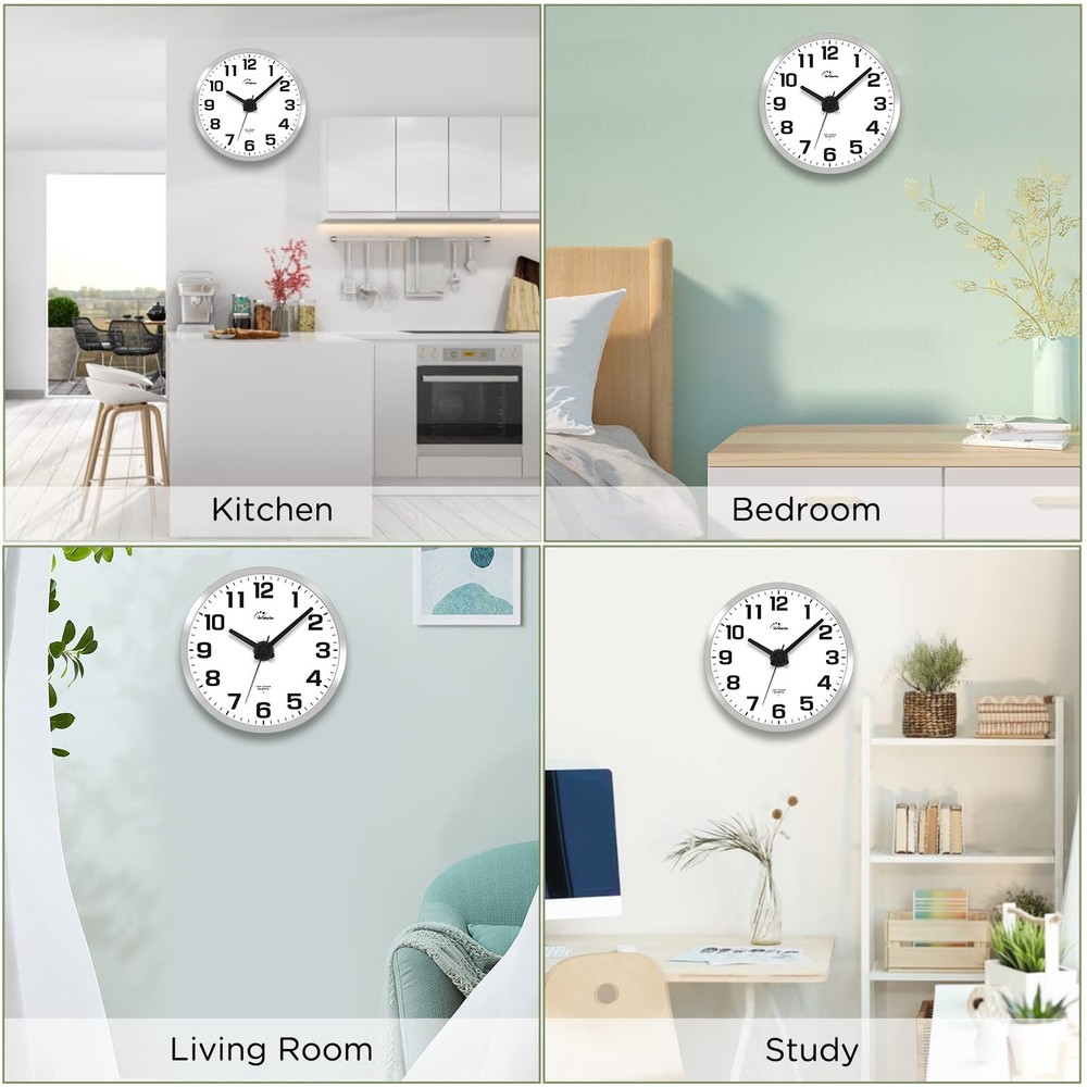 WallarGe Night Light Wall Clock for Bedroom - Silent Lighted up Wall Clock Gl...