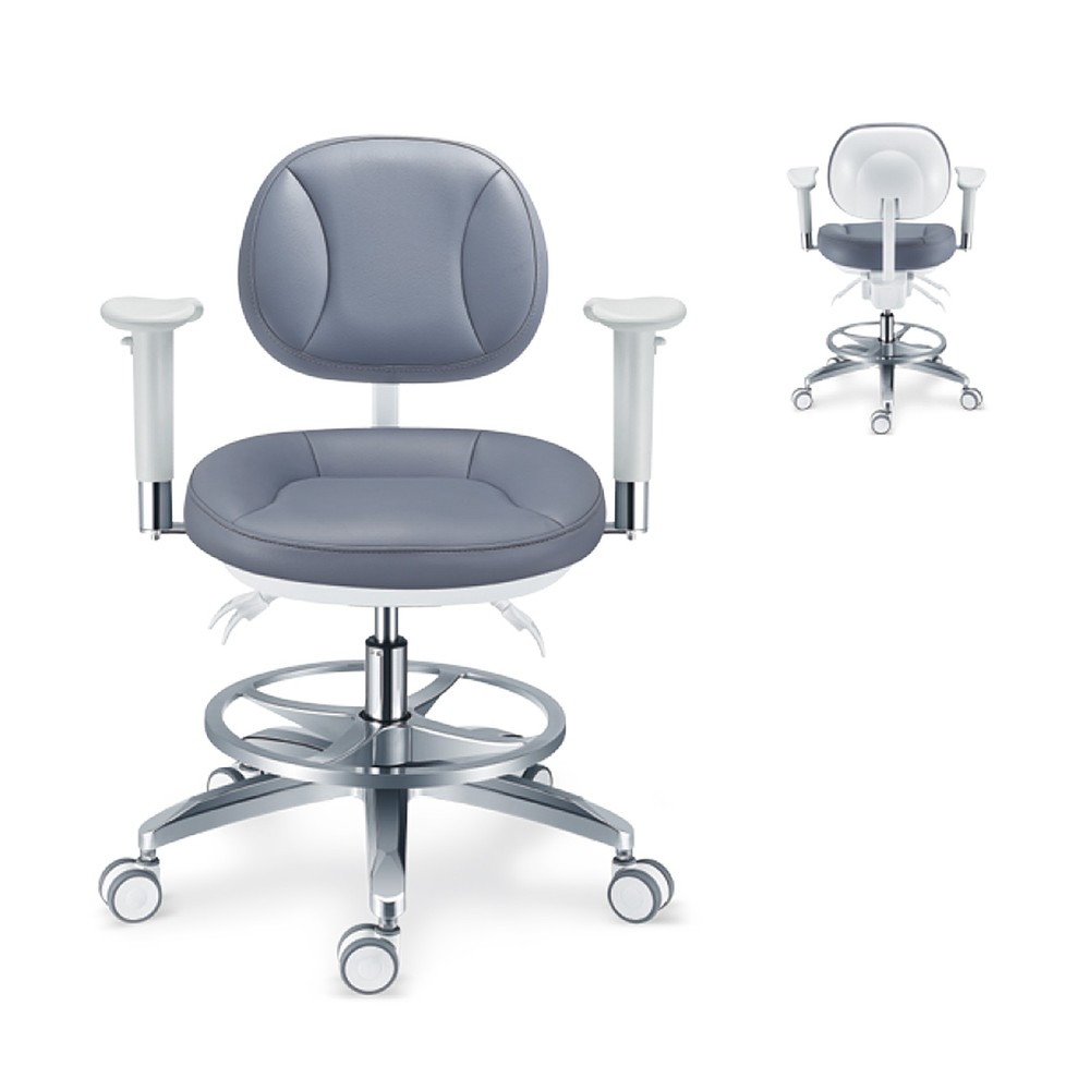 Adjustable Microfiber Leather Microscope Rotated Doctor Chair + Armrest PLST-084