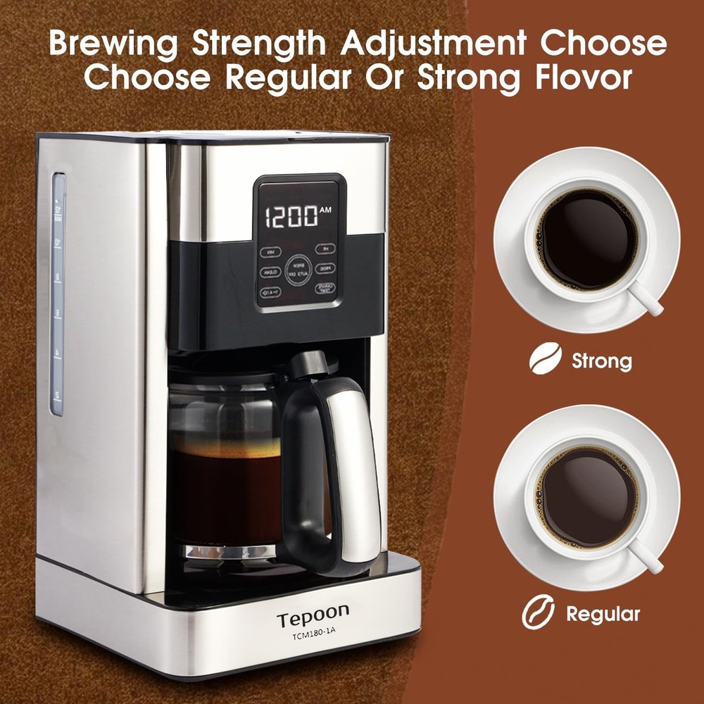 Coffee Maker, 12-Cup Glass Carafe, Programmable, Touch Screen, Keep Hot Plate