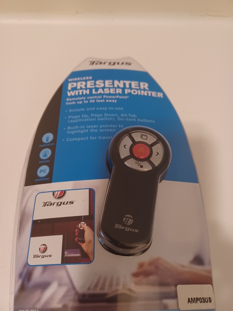 Targus Wireless Presenter with Laser Pointer 30 Ft Range AMP03US New