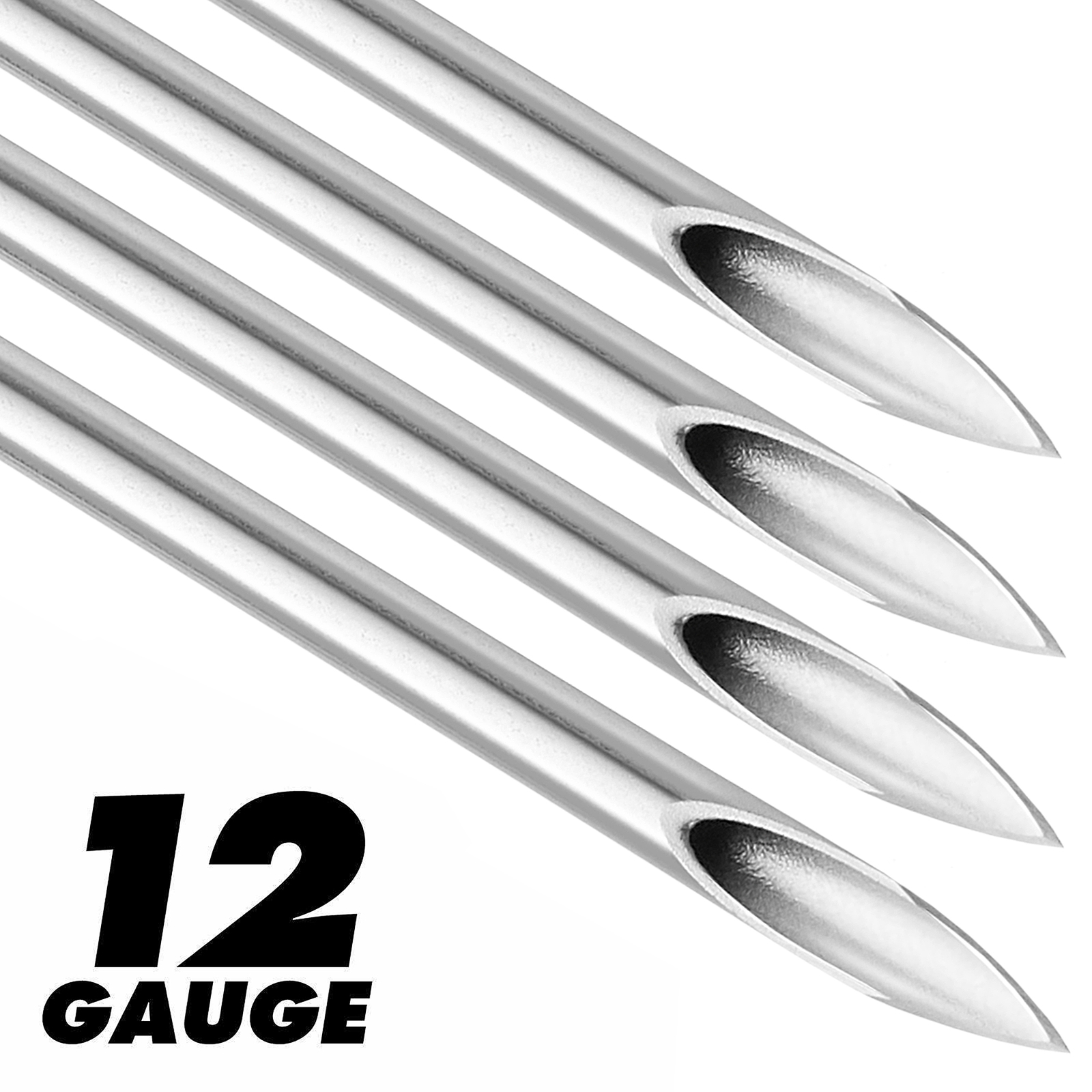 100 Mix Body Piercing Needle Sizes 12g, 14g, 16g, 18g and 20g (20 pcs each)