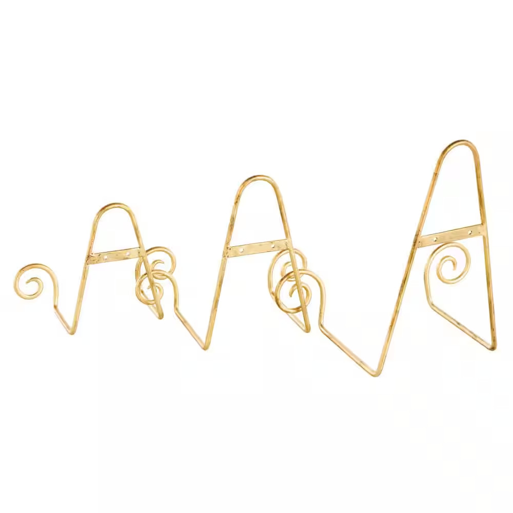 Gold Metal Tabletop and Hanging Wall Rack Display Scroll Easel (3-Pack)