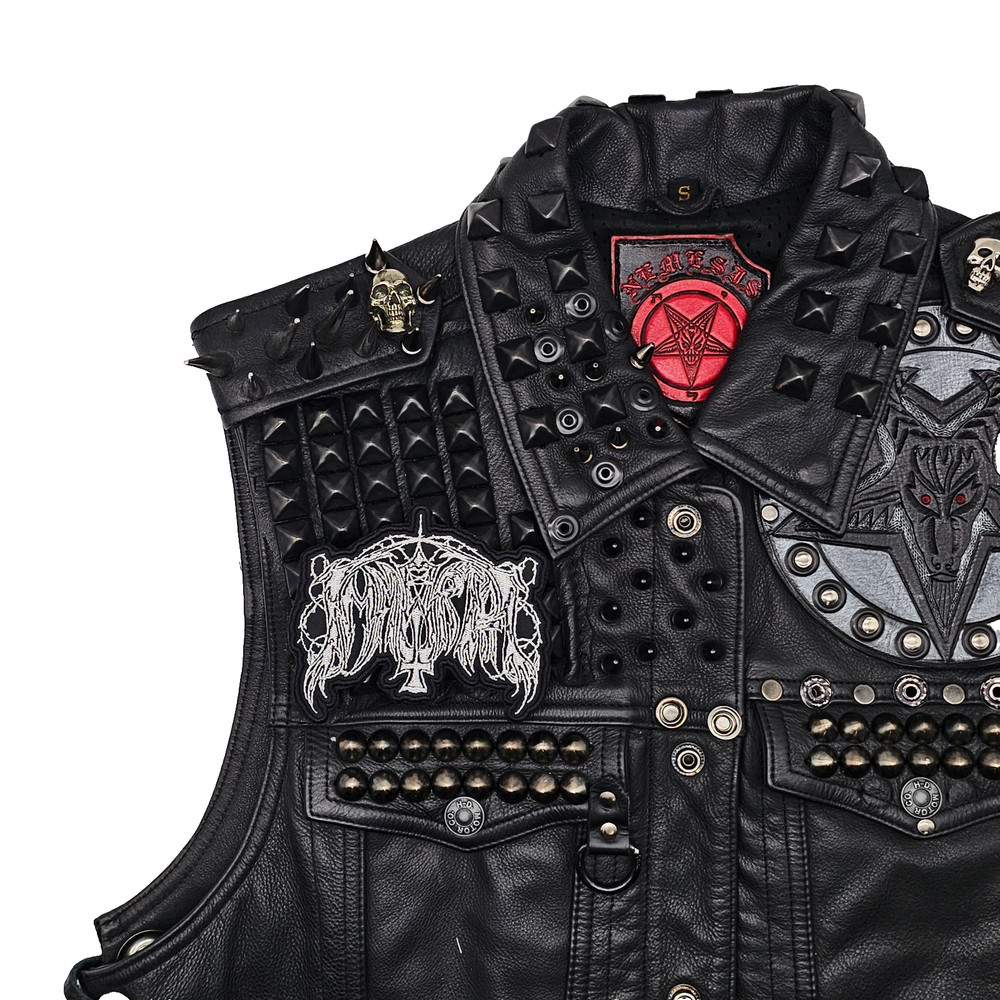 IMMORTAL WHITE LOGO (shaped border) EMBROIDERED PATCH