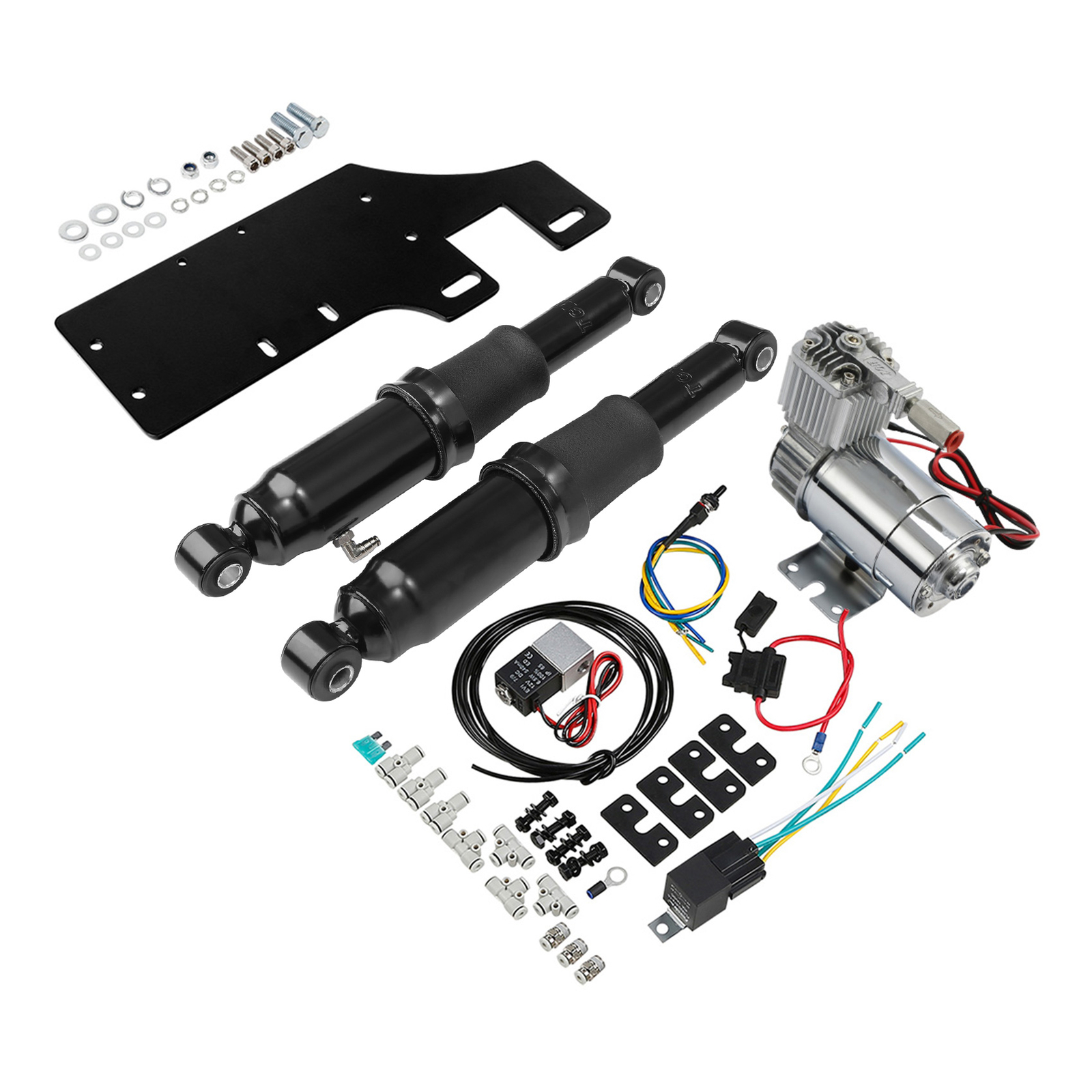 Rear Air Ride Suspension Kit For Harley Touring Electra Street Road Glide 94-Up