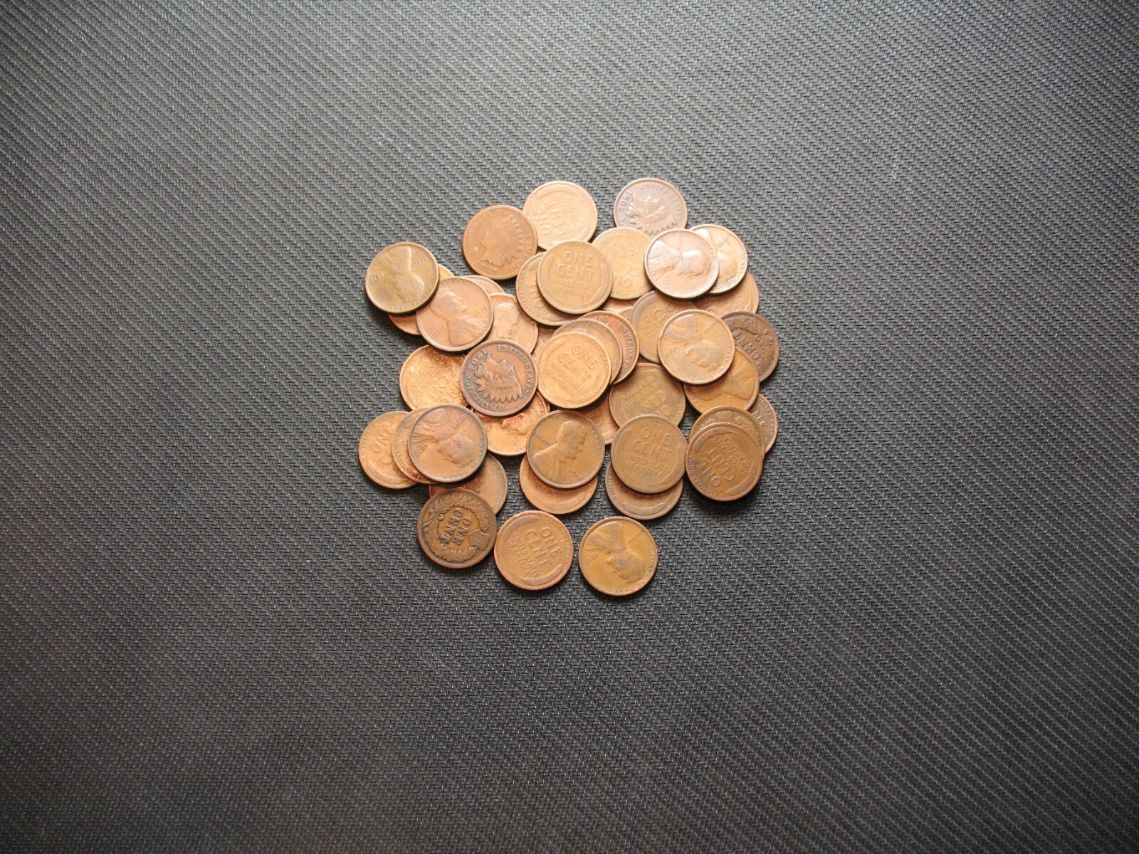 ONE SHOTGUN ROLL (50) INDIAN HEAD CENT & TEEN WHEAT PENNY 1858-1919 OLD COIN LOT