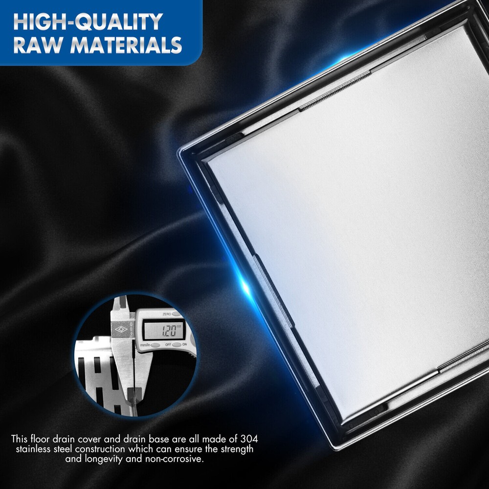 Shower Square Floor Drain with Flange,Quadrato Pattern Grate Removable