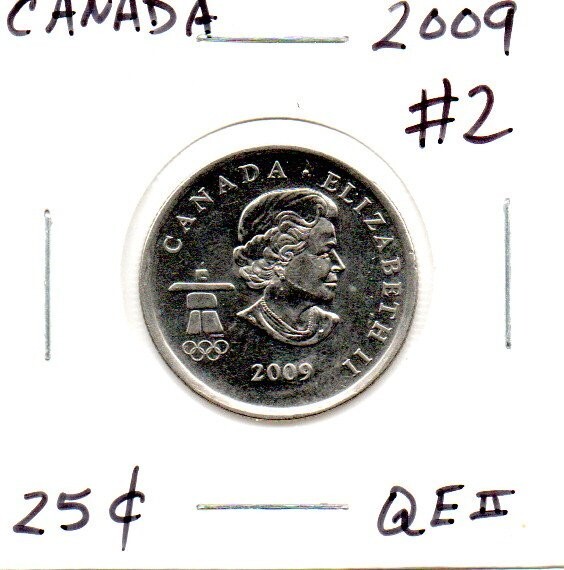 2009 design 2 Canadian 25 Cent Quarter circulated