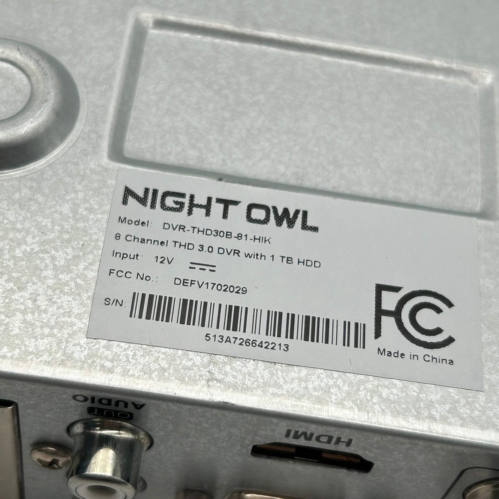 NIGHT OWAL DVR-THD30B 81 Black Security Camera - Used