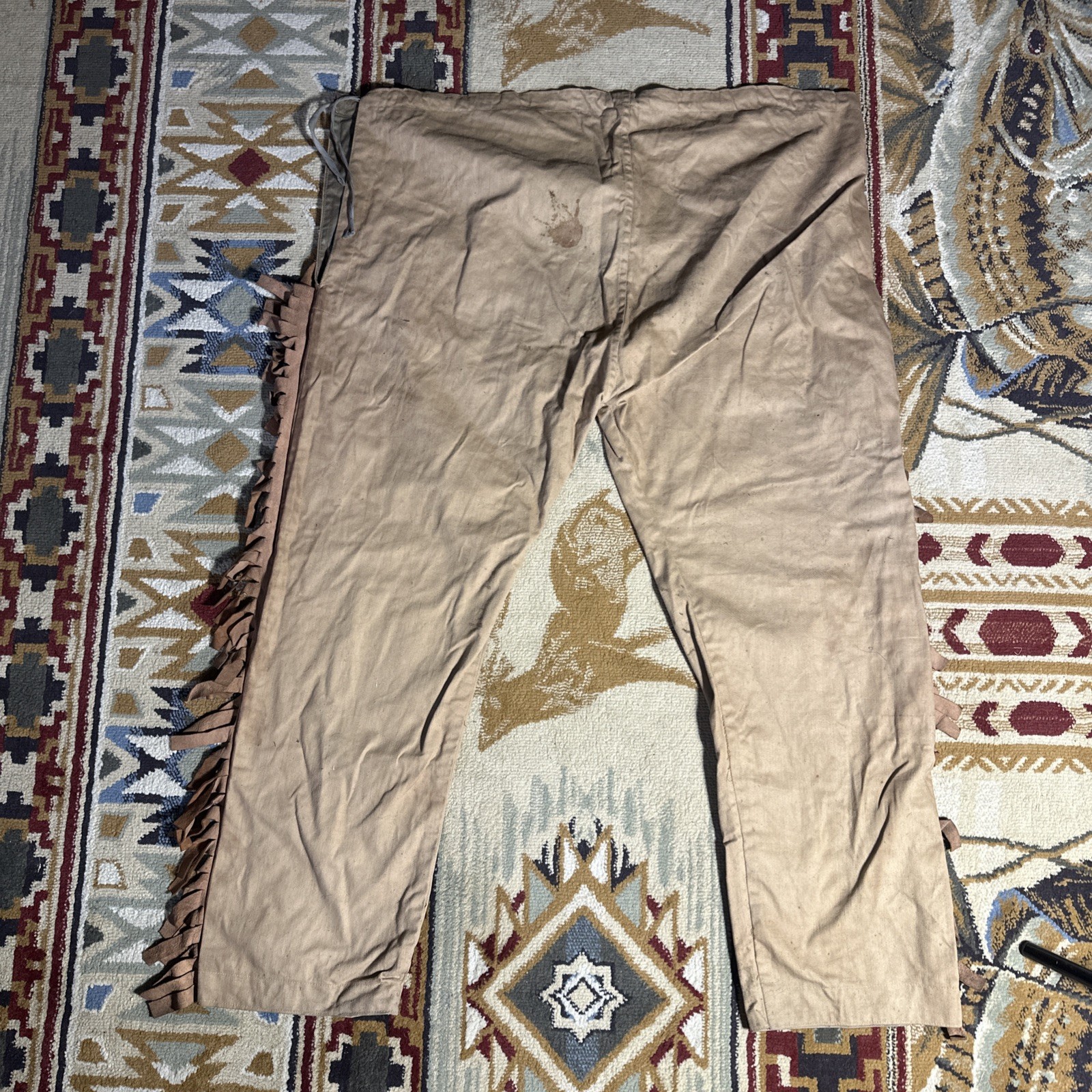 MLC Old Vintage Native American Indian Leggings Chaps With Hide Fringe