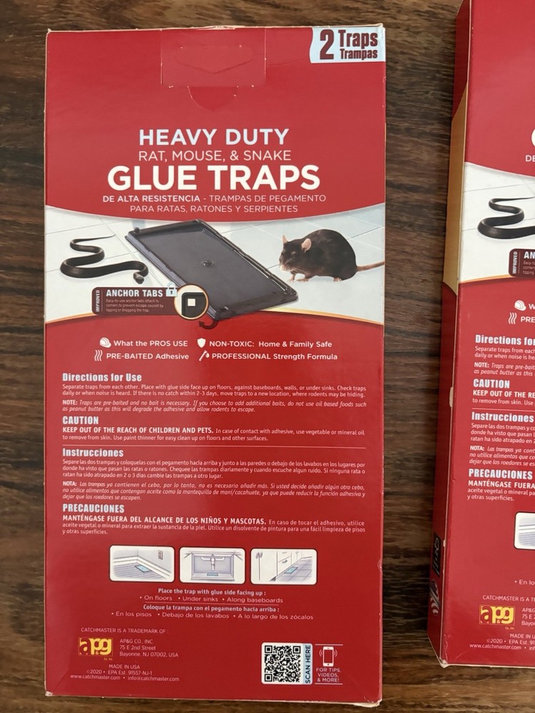 2 Catchmaster Heavy Duty Solid Glue Traps, 2 Count - for Rats, Mice & Insects