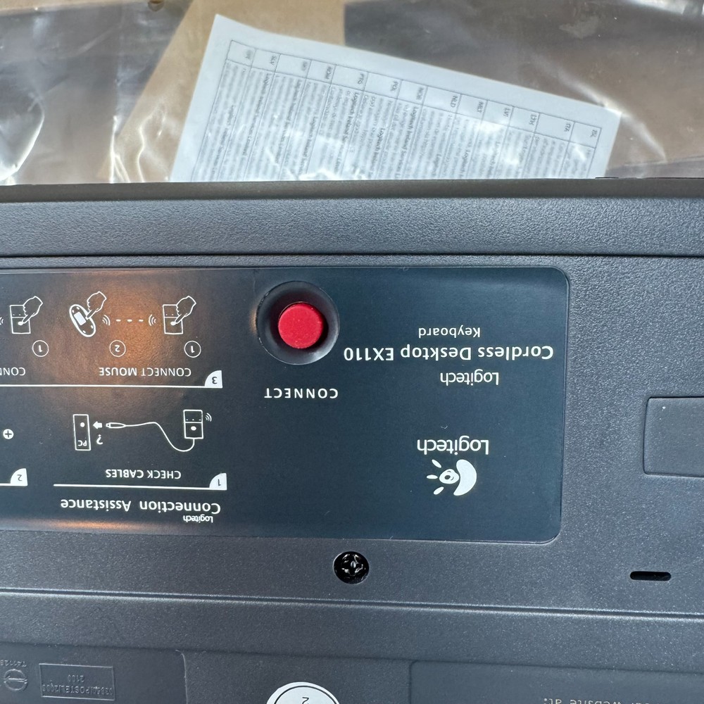 Logitech EX110 Cordless Desktop Wireless Keyboard & Optic Mouse Open Box