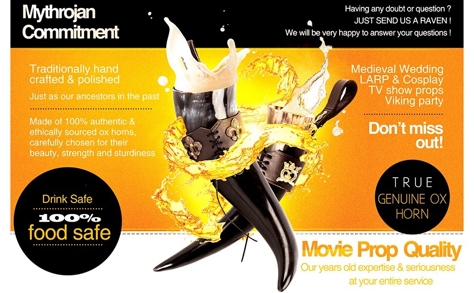 Viking Drinking Tankard Horn Ale Mead Game of Thrones Medieval Bovine Mug 325 ML