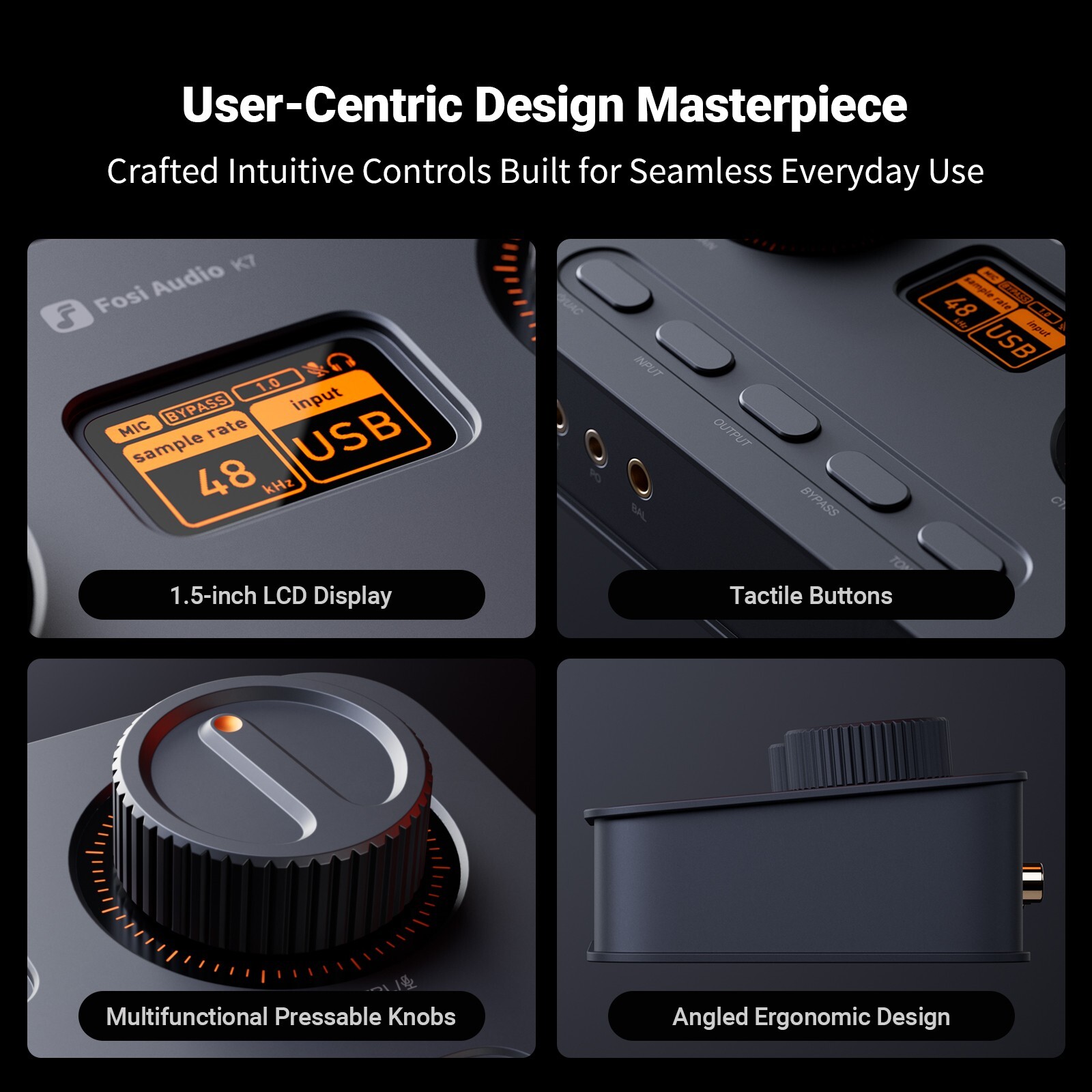 Fosi Audio K7 DAC Headphone Amp Desktop USB C Digital to Analog (Refurbished)