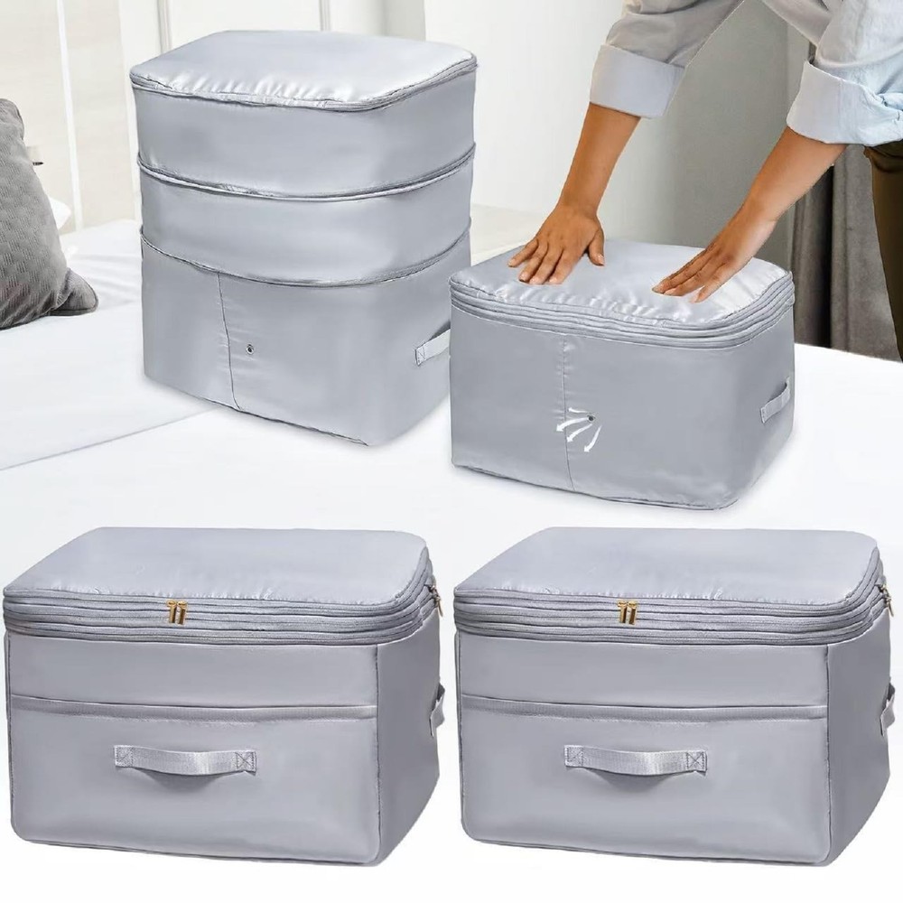 2025 Ultra Space Saving Self Compression Organizers, 2 Pack Double Zipper Com...