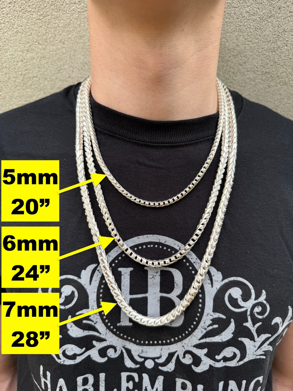 Real 925 Silver Round Franco Chain Or Bracelet 5-7mm Handmade W. Box Clasp