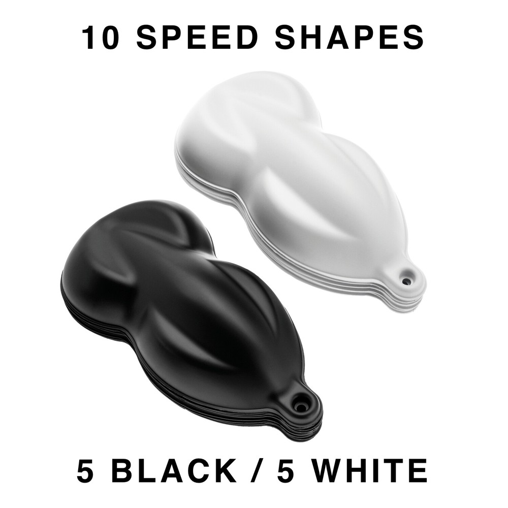 Speed Shapes 5 Black / 5 White - Plastic Paint Display Hydrographics - 10 Pack