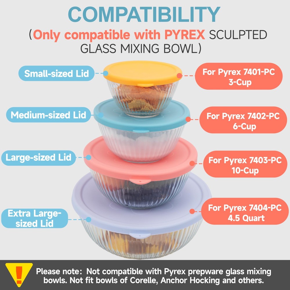 1 Pack Silicone Replacement Lids Only Fit for Pyrex 7404-S 4.5 Quart Sculpted