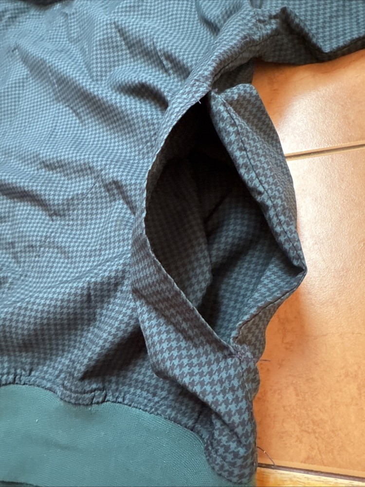 Zero Restriction Mens Sz Large Pullover Outerwear Microfiber Green Houndstooth
