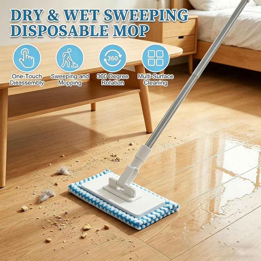 Snap Grip Mini Mop,Disposable Dust Mop,Zero Touch Mini, Convenient Cloth Chang