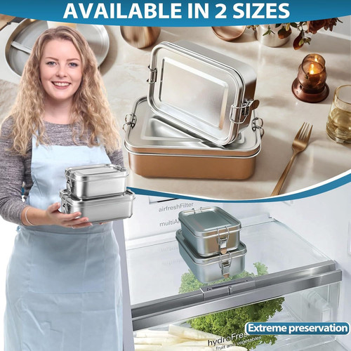 Stainless Steel Lunch Container 2 Pack 304 Small, medium, 19oz + 29oz