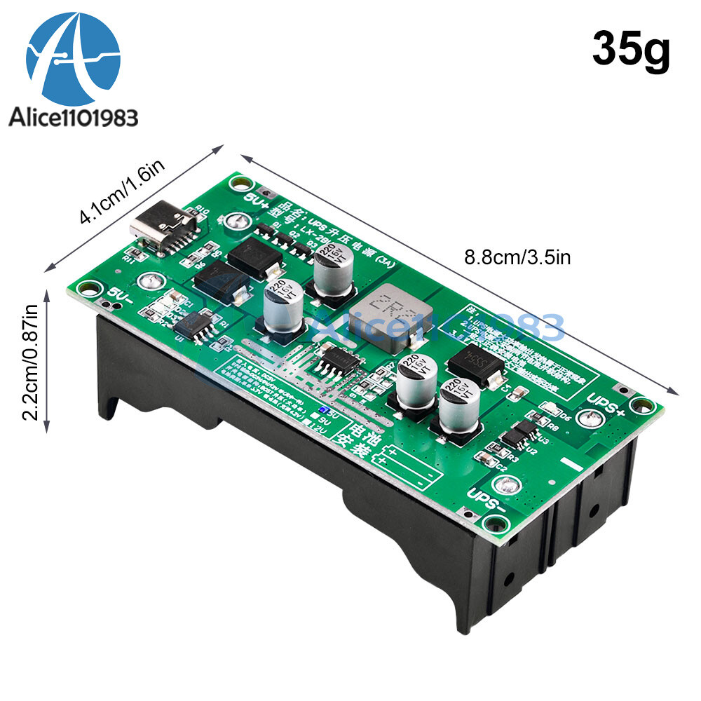 3A 5V9V12V 18650 Lithium Battery Charging Module UPS Power Supply Module Type-C