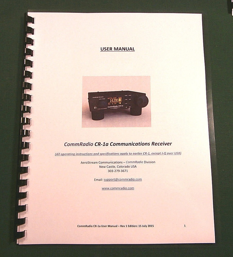 CommRadio CR-1A Instruction Manual - ring bound with protective covers!