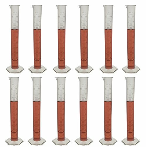 Eisco 100mL Graduated Cylinders with Hexagonal Base - Polypropylene - 12 Pack