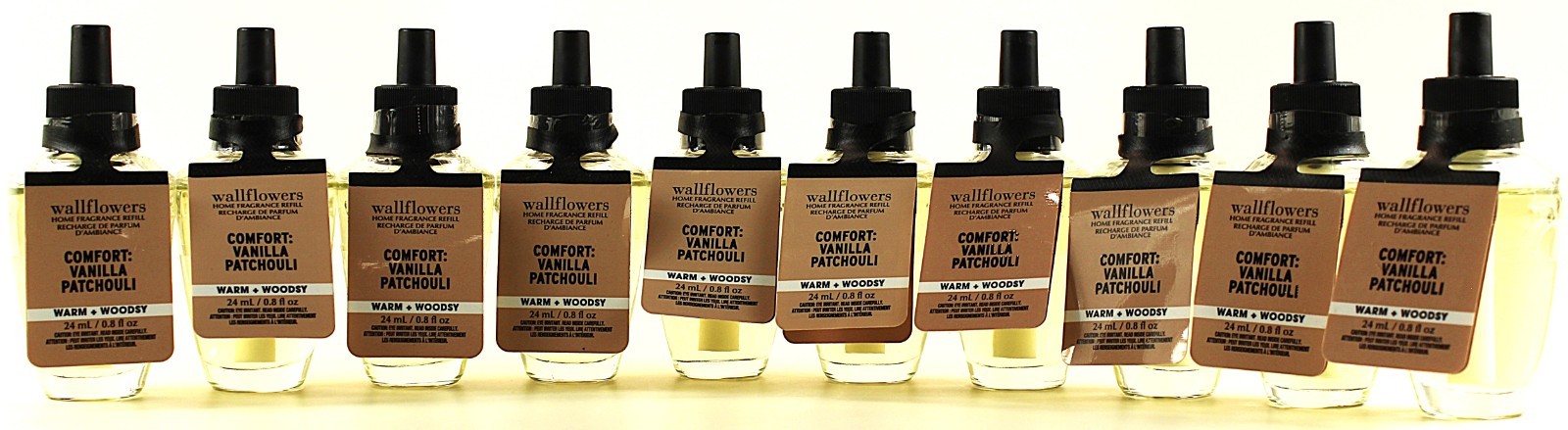 10 Bath & Body Works COMFORT VANILLA PATCHOULI Wallflowers Fragrance Oil Refills