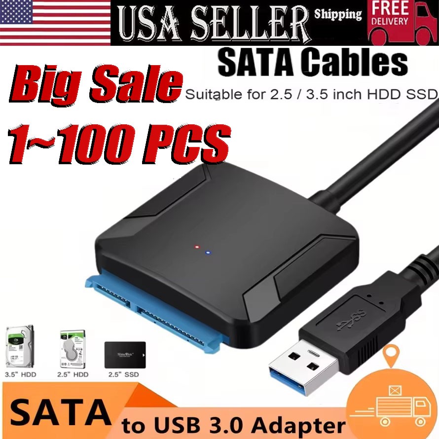 USB 3.0 to SATA External Hard Drive Reader 2.5" 3.5" HDD SSD Power adapter LOT