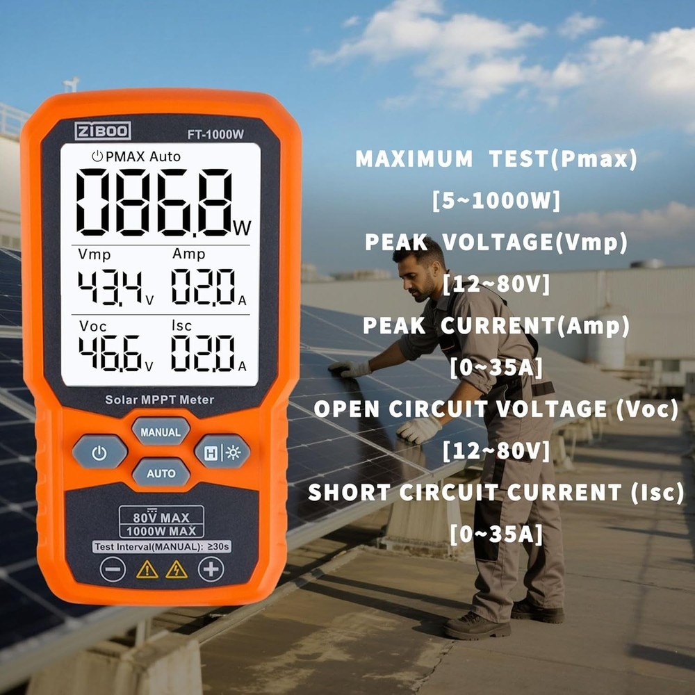 Solar Panel Tester MPPT Meter 1000W Max Power PV Module Tester