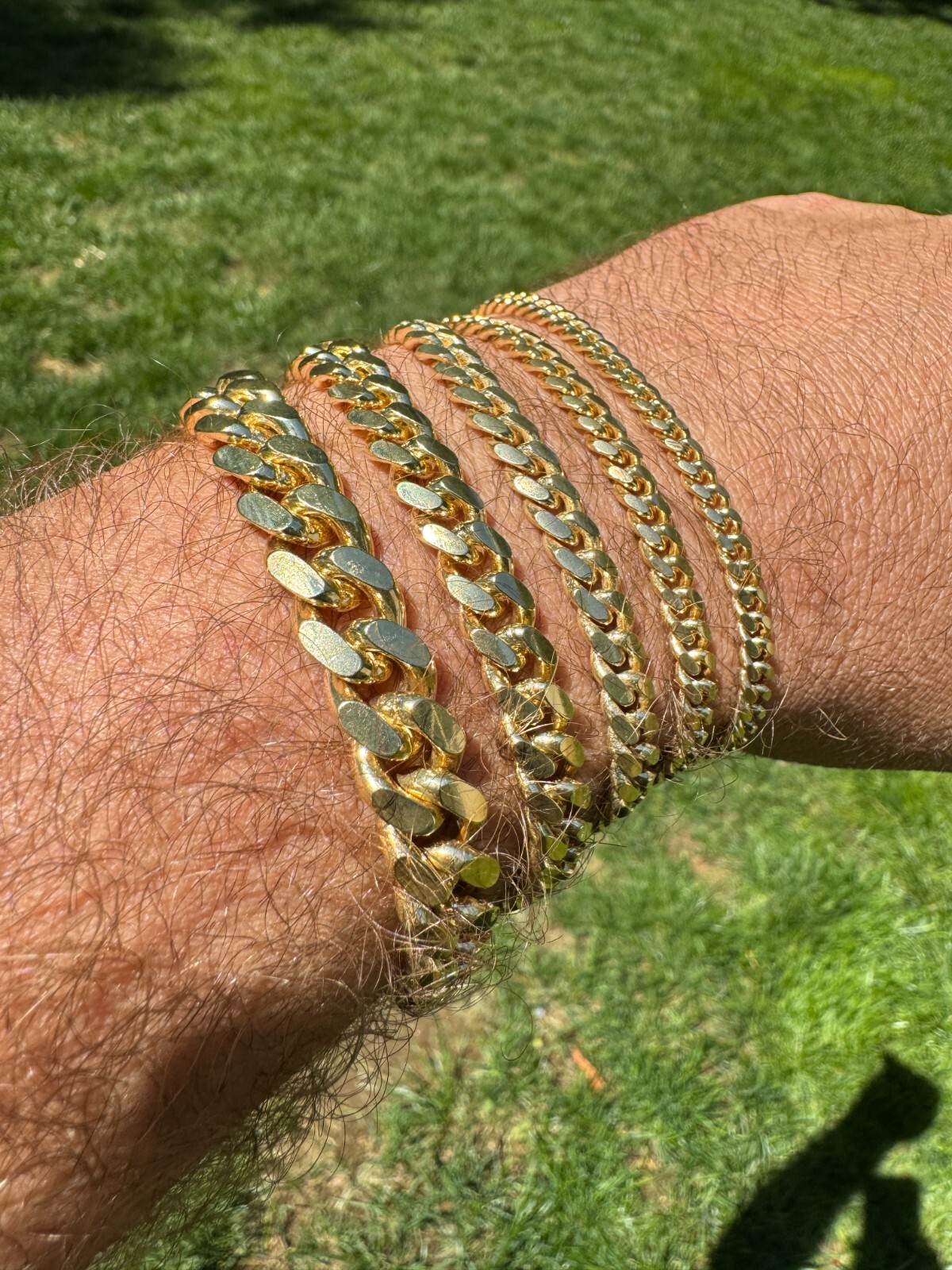 Mens Real Solid 14k Gold Vermeil 925 Silver Miami Cuban Bracelet 4-10mm 6.5-9"