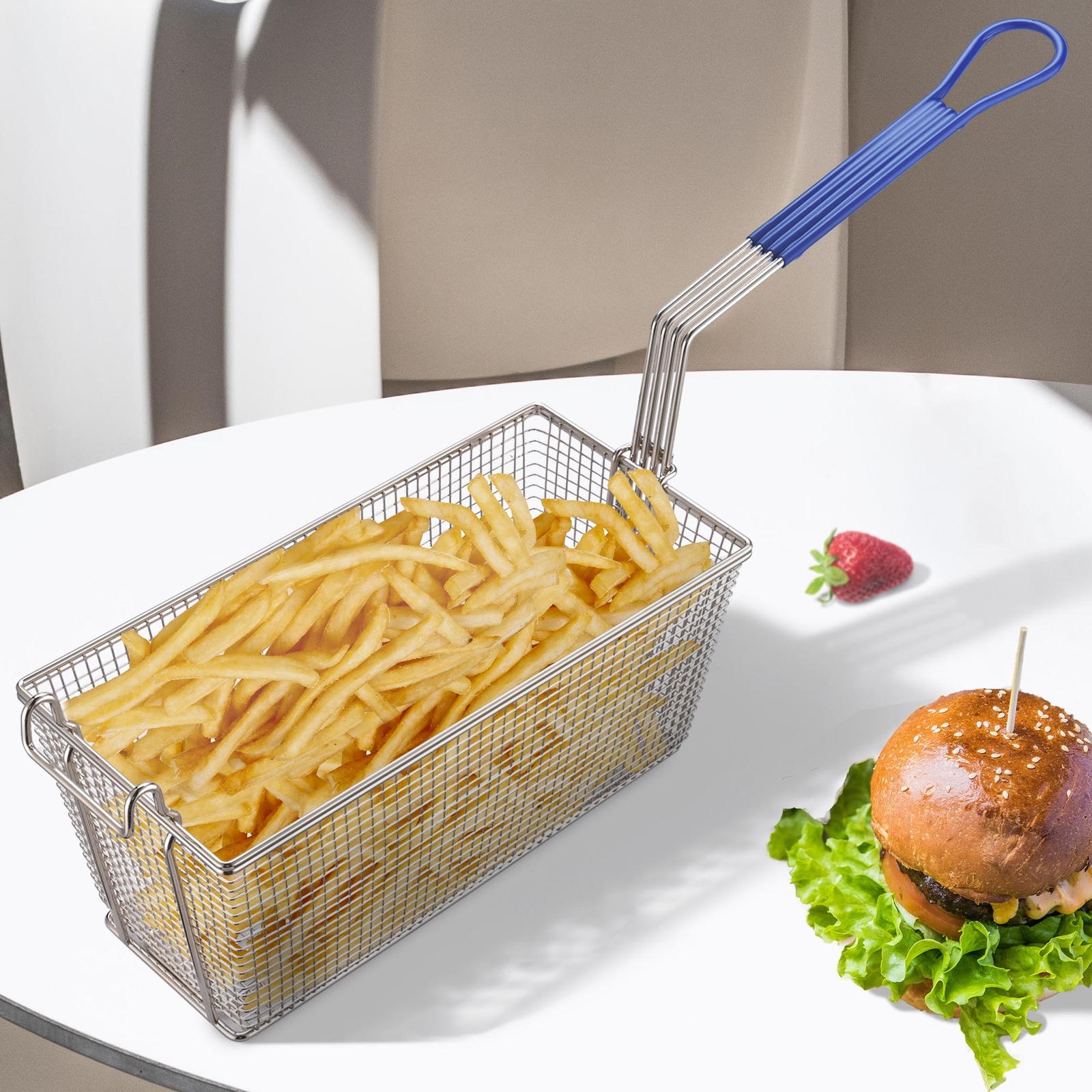 WeChef 2Pcs Deep Fryer Baskets w/ Non-slip Handle for Commercial Restaurant