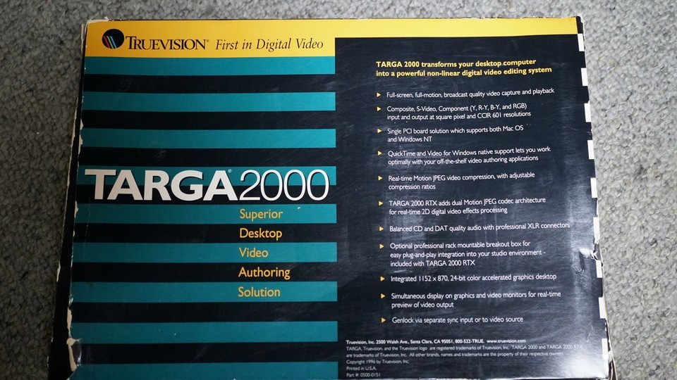 Targa 2000 RTX/Pinnacle Truevision, Stand Alone W/Documentation