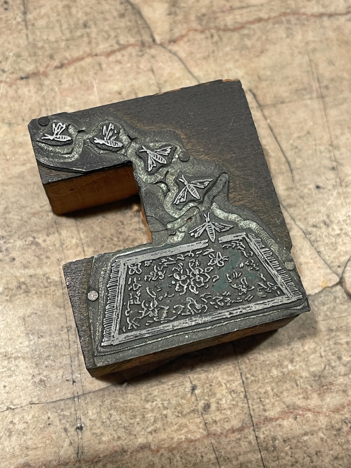 Printing Letterpress Printers Block Rug With Flying Moths (1523)