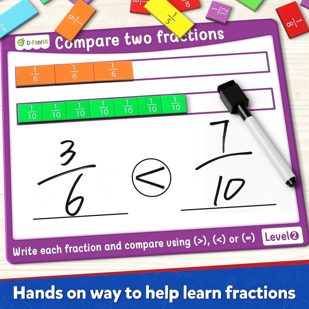 Magnetic Fraction Tiles & Circles Activity Set for Engaging Math Learning