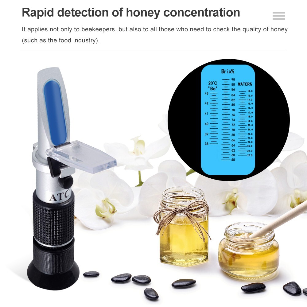 58~90% Honey Brix Refractometer Handheld Portable Refractometers with ATC