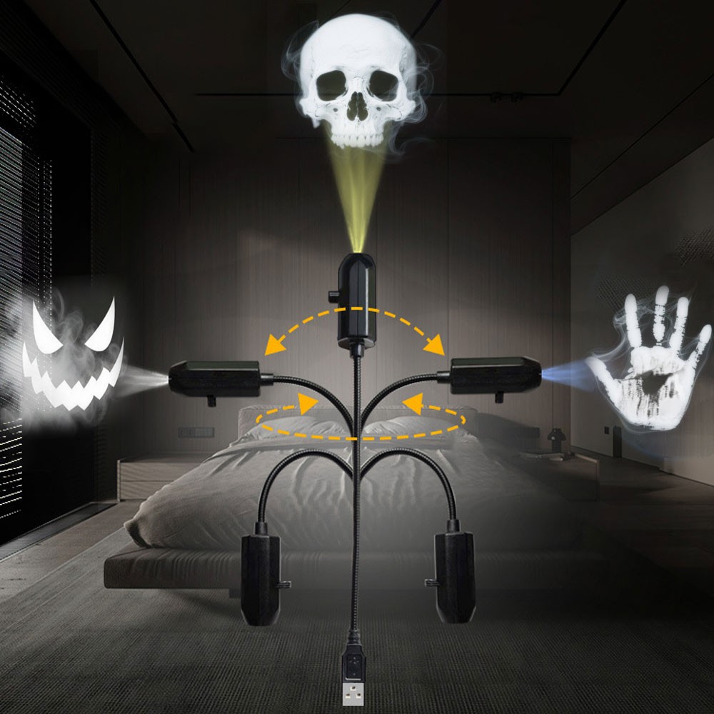 360° Rotatable Skull LED Night Light with Interchangeable Palm Prints & Faces TL